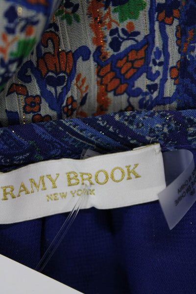 Ramy Brook Womens Sleeveless Pleated Neck Smocked Waist Mini Dress Blue Size S