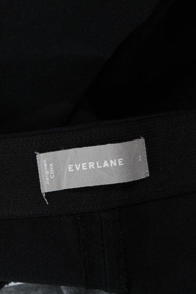 Everlane Womens High Rise Straight Leg Khaki Pants Black Cotton Size 2