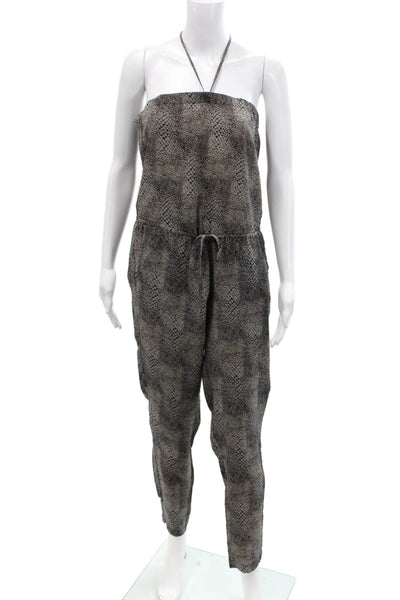 Otte New York Womens Silk Snakeskin Print Jumpsuit Multi Colored Size Petite