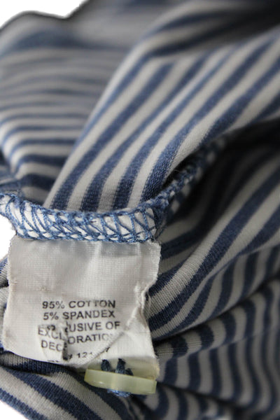 Johnnie-o Childrens Boys Striped Short Sleeves Polo Shirt Blue White Cotton Size
