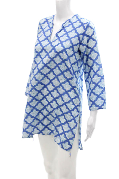 Roberta Roller Rabbit Womens Tunic Dress Blue White Cotton Size Extra Small