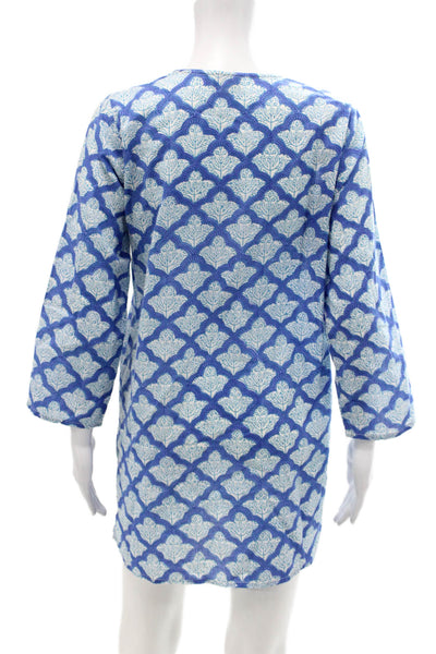 Roberta Roller Rabbit Womens Tunic Dress Blue White Cotton Size Extra Small