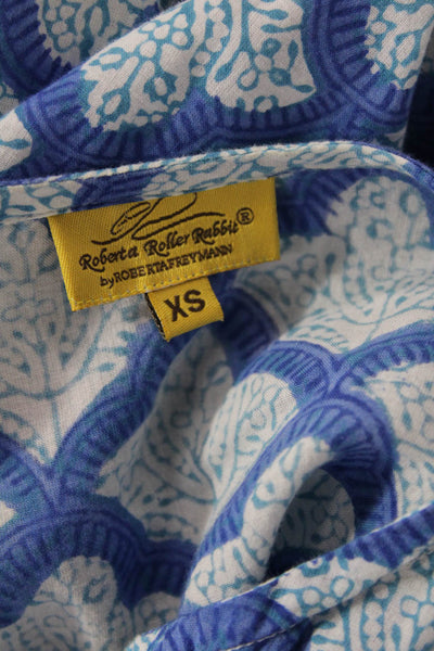Roberta Roller Rabbit Womens Tunic Dress Blue White Cotton Size Extra Small