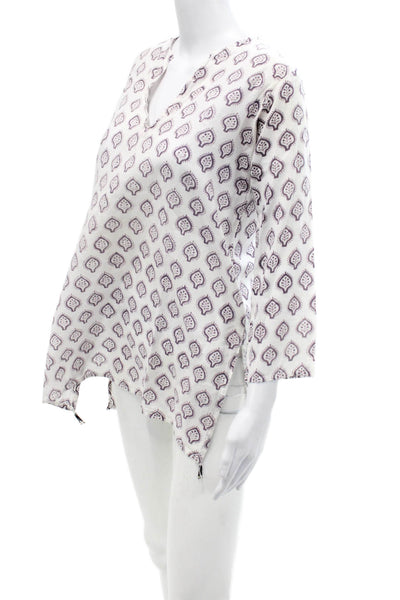 Roberta Roller Rabbit Womens Tunic Dress White Purple Cotton Size Extra Small