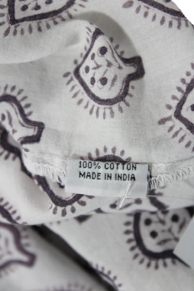 Roberta Roller Rabbit Womens Tunic Dress White Purple Cotton Size Extra Small