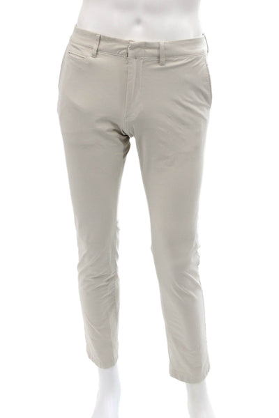 J Crew Mens Slim Leg Flat Front Tech Khaki Pants Beige Cotton Size 30X32