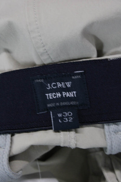 J Crew Mens Slim Leg Flat Front Tech Khaki Pants Beige Cotton Size 30X32