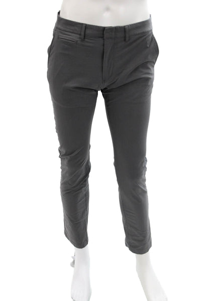 J Crew Mens Flat Front Slim Leg Zip Up Tech Pants Gray Size 31x32