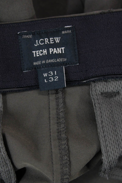 J Crew Mens Flat Front Slim Leg Zip Up Tech Pants Gray Size 31x32