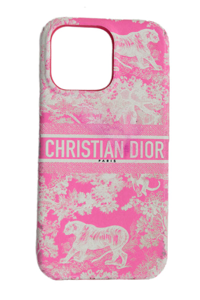 Christian Dior Womens Toile Logo Print Hard Shell iPhone 11 Case Pink