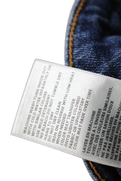 L'Agence Womens Cotton Distressed Dark Wash Tapered Jeans Blue Size 28