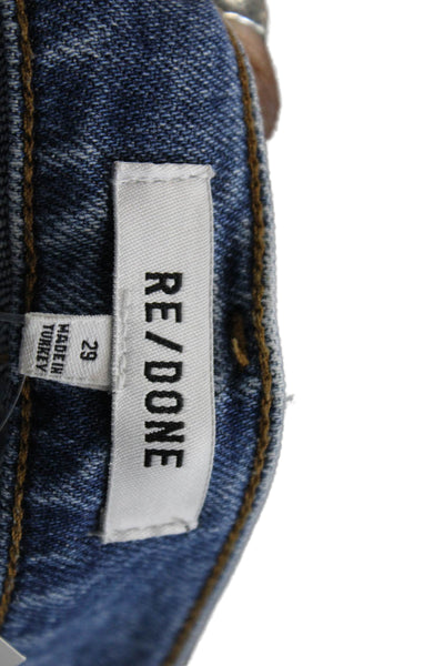 Re/Done Womens Cotton Denim Distressed Medium Wash Jeans Blue Size 29
