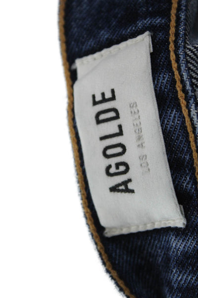 Re/Done Womens Cotton Denim Distressed Medium Wash Jeans Blue Size 29