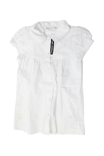 Karl Lagerfeld Girls Short Sleeve Collared Button Down Dress White Size 18-24M