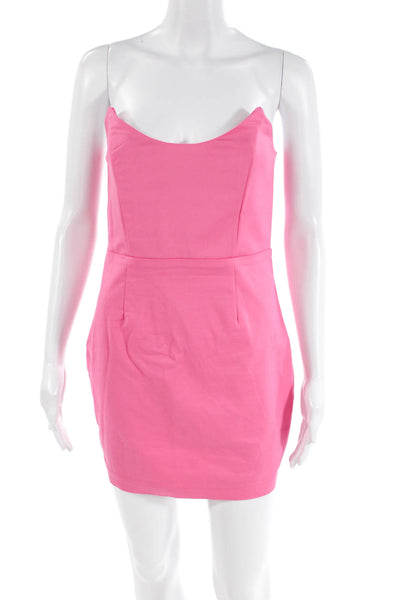 Superdown Womens Cotton Sleeveless Fitted Zip Back Mini Dress Hot Pink Size M