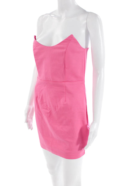Superdown Womens Cotton Sleeveless Fitted Zip Back Mini Dress Hot Pink Size M