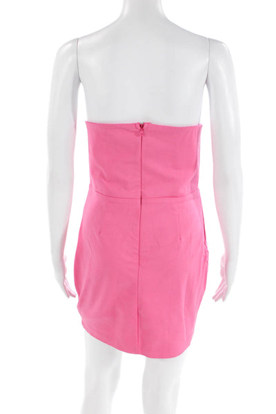 Superdown Womens Cotton Sleeveless Fitted Zip Back Mini Dress Hot Pink Size M