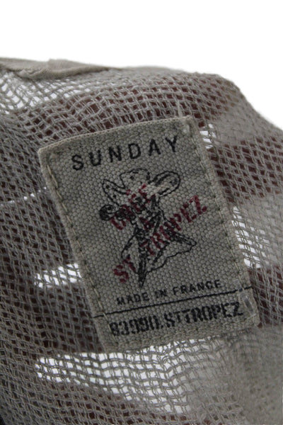 Sunday Womens Linen V-Neck Sleeveless Embroidered Tiered Dress Gray One Size