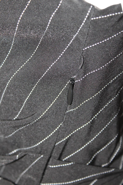 Zara Womens Pinstripe Print Cowl Neck Sleeveless Cinched Dress Black Size S