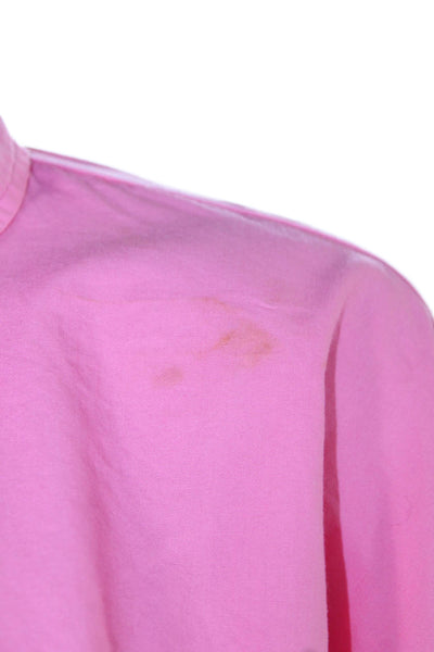 Zara Womens Cotton Long Sleeve Collared Button-Down Shirt Pink Size S