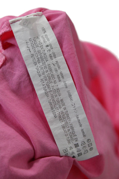 Zara Womens Cotton Long Sleeve Collared Button-Down Shirt Pink Size S