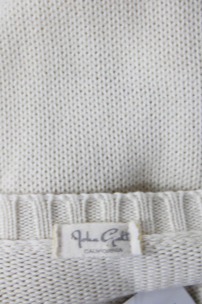 John Galt Womens Cotton Long Sleeve V-Neck Pullover Sweater Cream Size M
