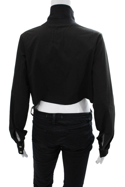 One by One Teaspoon Womens Turtleneck Long Sleeve Cropped Blouse Black size XS