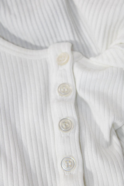 The Range Womens Long Sleeve Stretch Cardigan Cropped Blouse White Size XS
