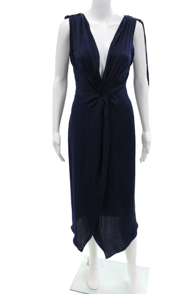 Bec & Bridge Womens Sleeveless V-Neck Tied Knee Length Dress Blue Size 4