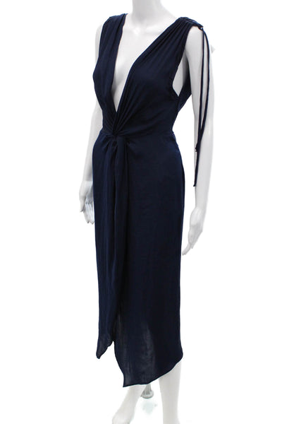 Bec & Bridge Womens Sleeveless V-Neck Tied Knee Length Dress Blue Size 4