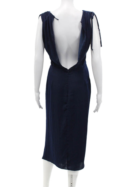 Bec & Bridge Womens Sleeveless V-Neck Tied Knee Length Dress Blue Size 4
