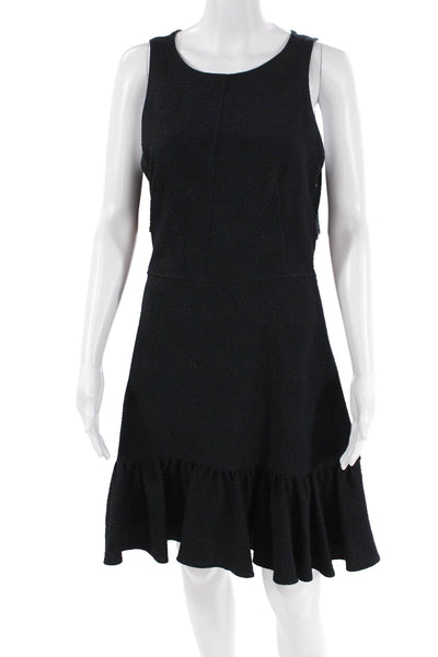 Rebecca Taylor Womens Round Neck Layered Detail Back Cut Out Dress Blue 8