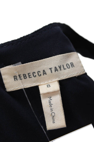 Rebecca Taylor Womens Round Neck Layered Detail Back Cut Out Dress Blue 8