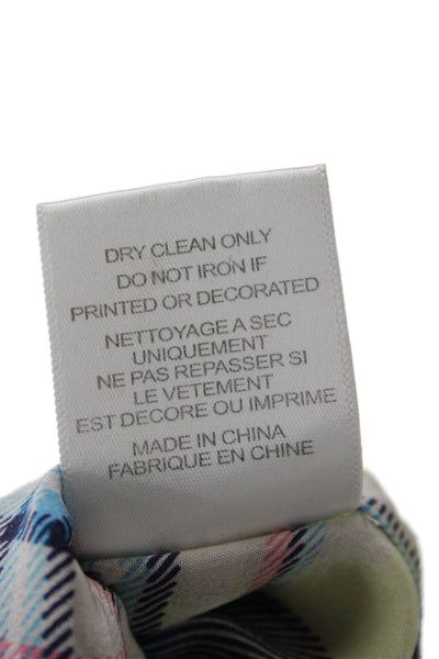 Equipment Femme Womens Silk Plaid Print Round Neck Blouse Multicolor Size S