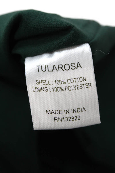 Tularosa Womens Cotton Lace Overlay Detail Pom Pom Trim Top Green Size M