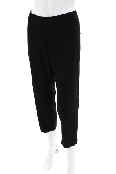 Eileen Fisher Womens Elastic Waist Straight Legged Casual Pants Black Size L