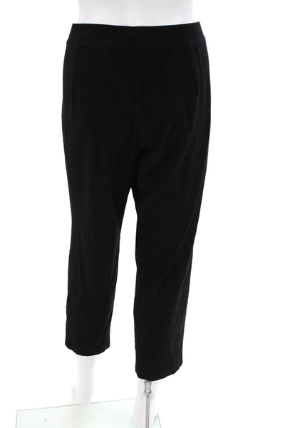 Eileen Fisher Womens Elastic Waist Straight Legged Casual Pants Black Size L
