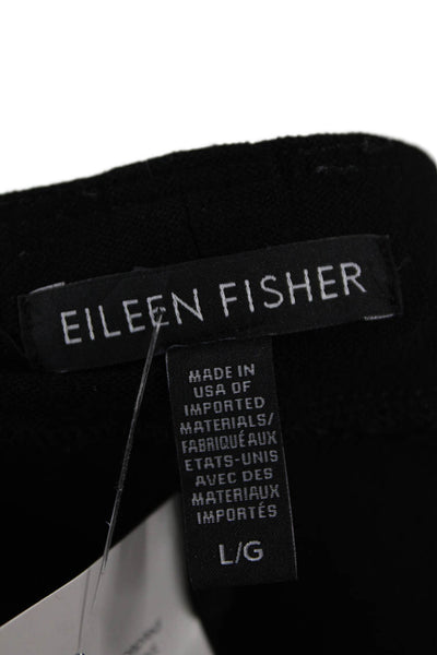 Eileen Fisher Womens Elastic Waist Straight Legged Casual Pants Black Size L