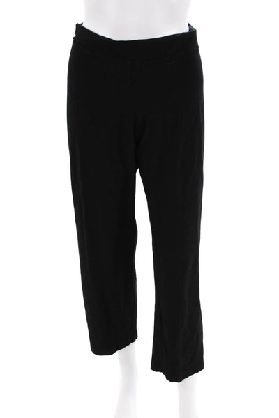 Eileen Fisher Womens Elastic Waist Casual Wide Legged Pants Solid Black Size PM