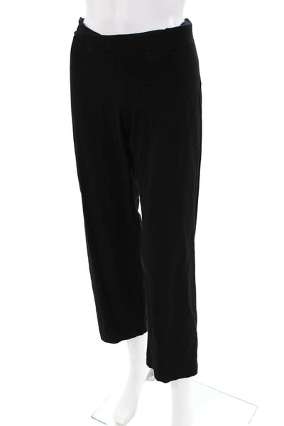 Eileen Fisher Womens Elastic Waist Casual Wide Legged Pants Solid Black Size PM