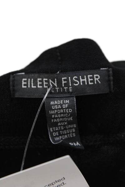 Eileen Fisher Womens Elastic Waist Casual Wide Legged Pants Solid Black Size PM