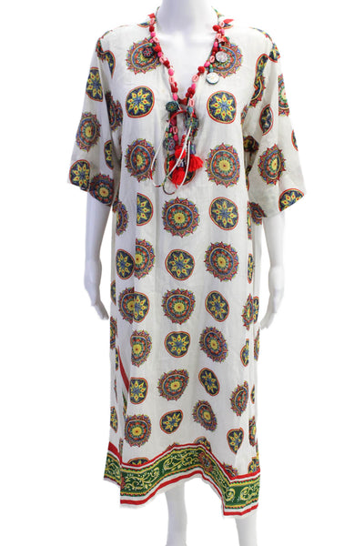 Antica Sartoria By Giacomo Cinque Womens Half Sleeve Abstract Dress White OS