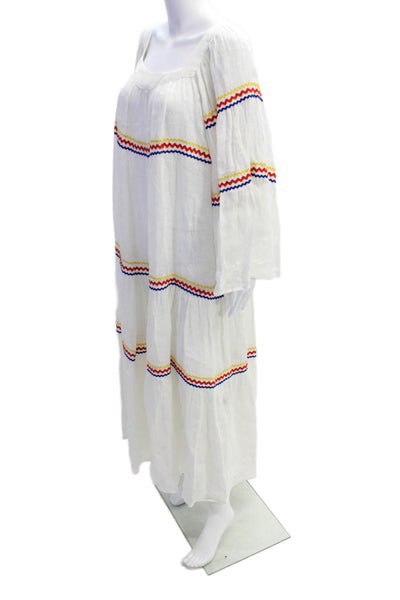 Lisa Marie Fernandez Womens 3/4 Sleeve Ric Rac Linen Long Dress White Size 2