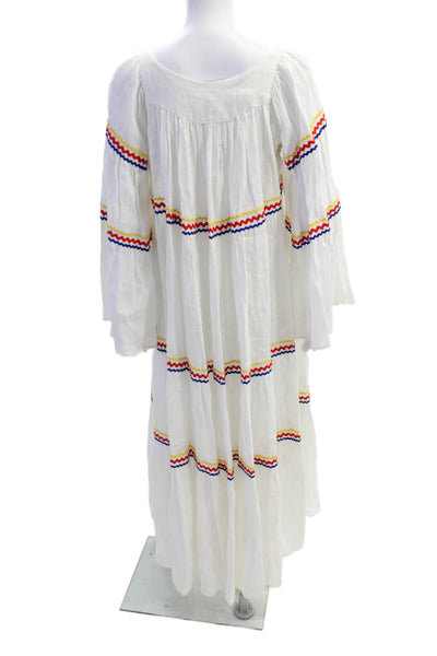 Lisa Marie Fernandez Womens 3/4 Sleeve Ric Rac Linen Long Dress White Size 2