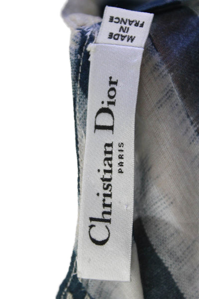 Christian Dior Womens Back Zip 3/4 Sleeve Striped Midi Dress Blue White Size 8