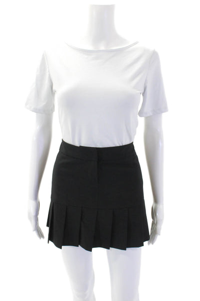 Avenue Montaigne Womens Low Rise Zip Up Pleated Mini Skirt Black Size 2
