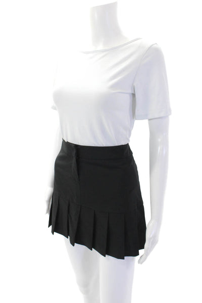 Avenue Montaigne Womens Low Rise Zip Up Pleated Mini Skirt Black Size 2
