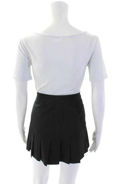 Avenue Montaigne Womens Low Rise Zip Up Pleated Mini Skirt Black Size 2