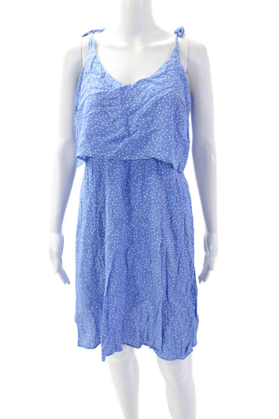 Seraphine Womens Printed V Neck Sleeveless A Line Dress Blue White Size 4