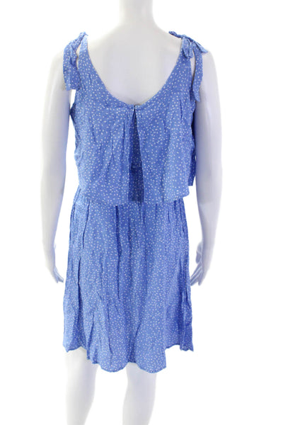 Seraphine Womens Printed V Neck Sleeveless A Line Dress Blue White Size 4